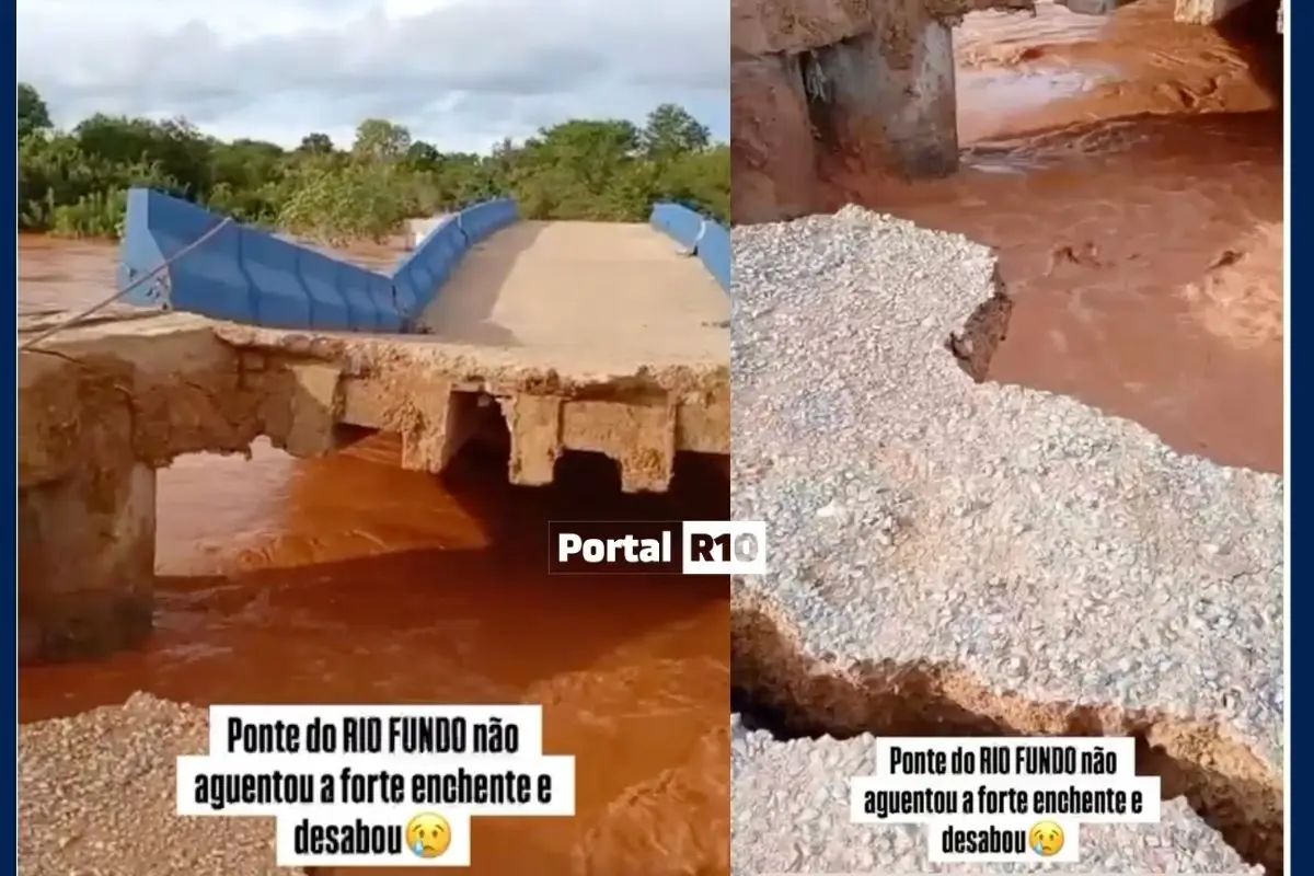 Parte de ponte de quase R$ 3 milhões desaba poucos meses após entrega em Riacho Frio