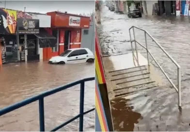 Chuva em Corrente deixa ruas alagadas e acende alerta para novos temporais