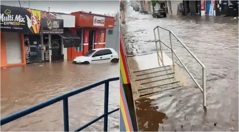 Chuva em Corrente deixa ruas alagadas e acende alerta para novos temporais